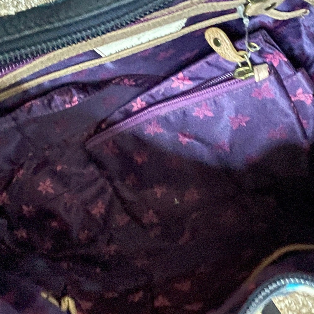 Anuschka Hand Painted Leather Hobo Bag Royal Taj Blue Floral NWT 7412-RTB-MLT - Picture 8 of 9